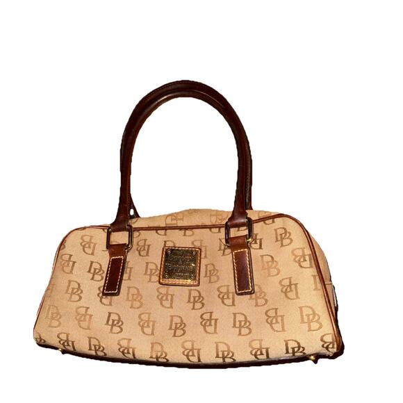 Vintage Dooney & Bourke Canvas Leather Satchel Hand Bag AuthenticConfirmed Small - Picture 1 of 9